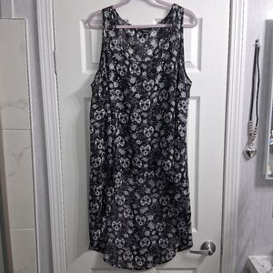 Torrid Sugar Skulls & Roses Overlay Tank Dress Hi-low Sheer Black & White